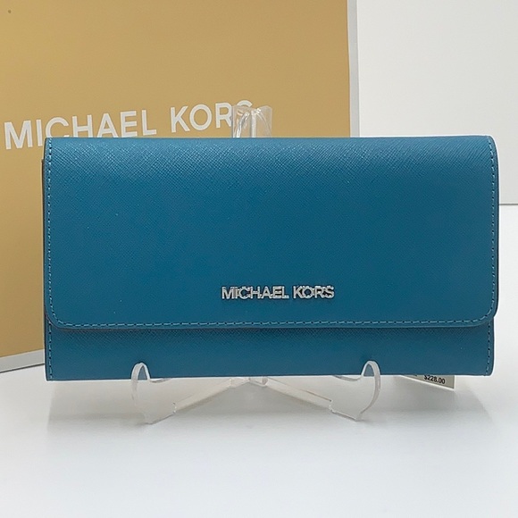 MICHAEL KORS JET SET TRAVEL LARGE TRIFOLD LAGOON COLOR - Picture 11 of 16